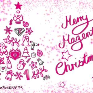 Postkarte Tannenbaum - Merry Magenta Christmas ENGLISCH