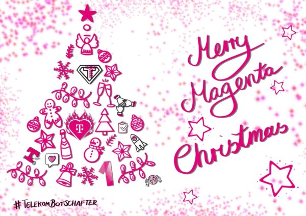 Postkarte Tannenbaum - Merry Magenta Christmas ENGLISCH