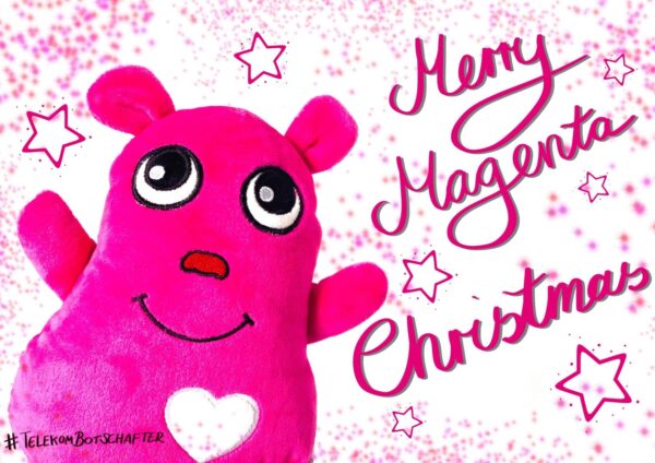 Postkarte Kuschelmonster - Merry Magenta Christmas ENGLISCH