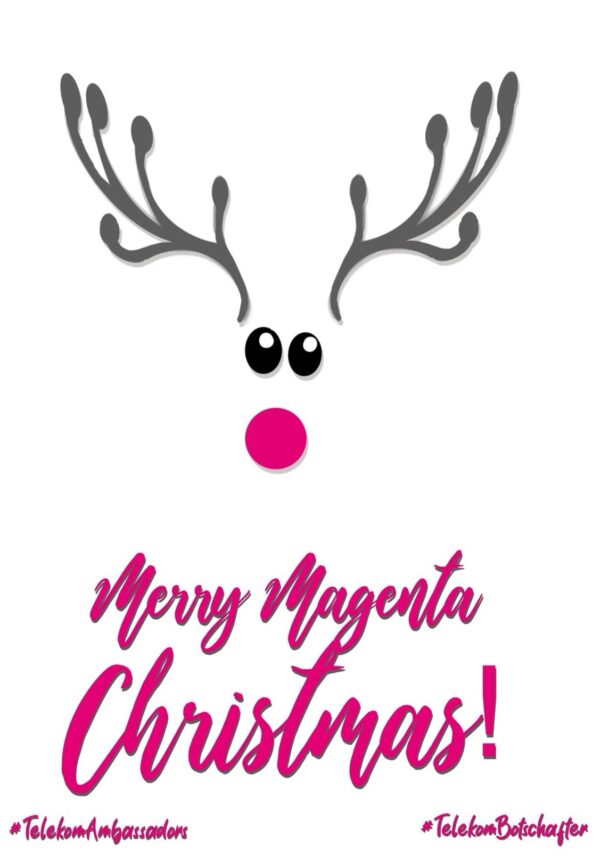 Postkarte Rudolph - Merry Magenta Christmas DEUTSCH