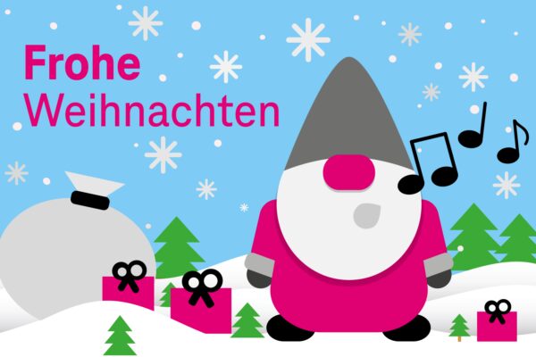 Postkarte Santa Loves Magenta - Singender Santa DEUTSCH